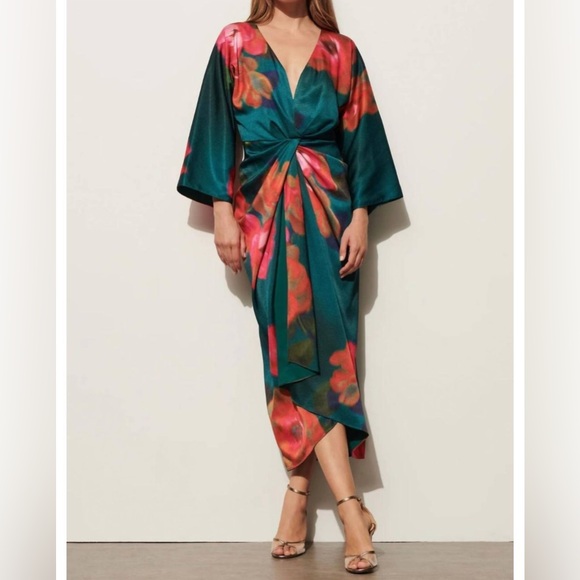 Figue Kyle Dress - Women's Long Sleeve Floral Dress - Green and Pink - Picture 2 of 9